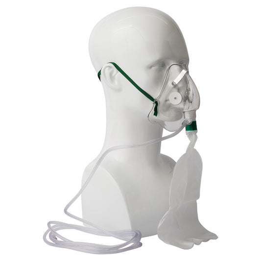 11010073-04 High Concentration 100% Oxygen NonRebreathing Mask with Head Strap & Tubing - Adult